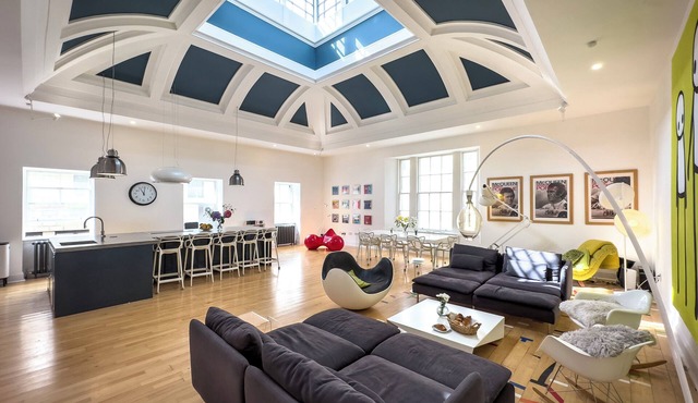 Family home in an old gym with1k sqft party room just 1 min walk from George St in Edinburgh