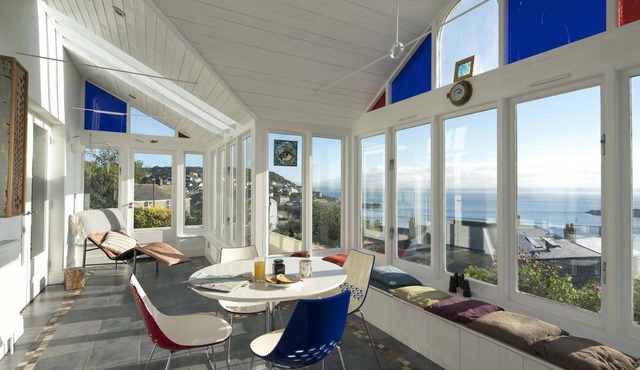 Light filled home from home with spectacular panoramic sea views of Mounts Bay