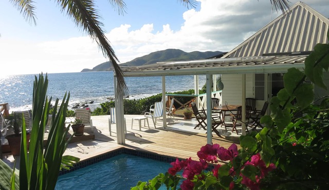 Luxurious Oceanfront Villa with Stunning Views Over Montserrat in Falmouth Harbour
